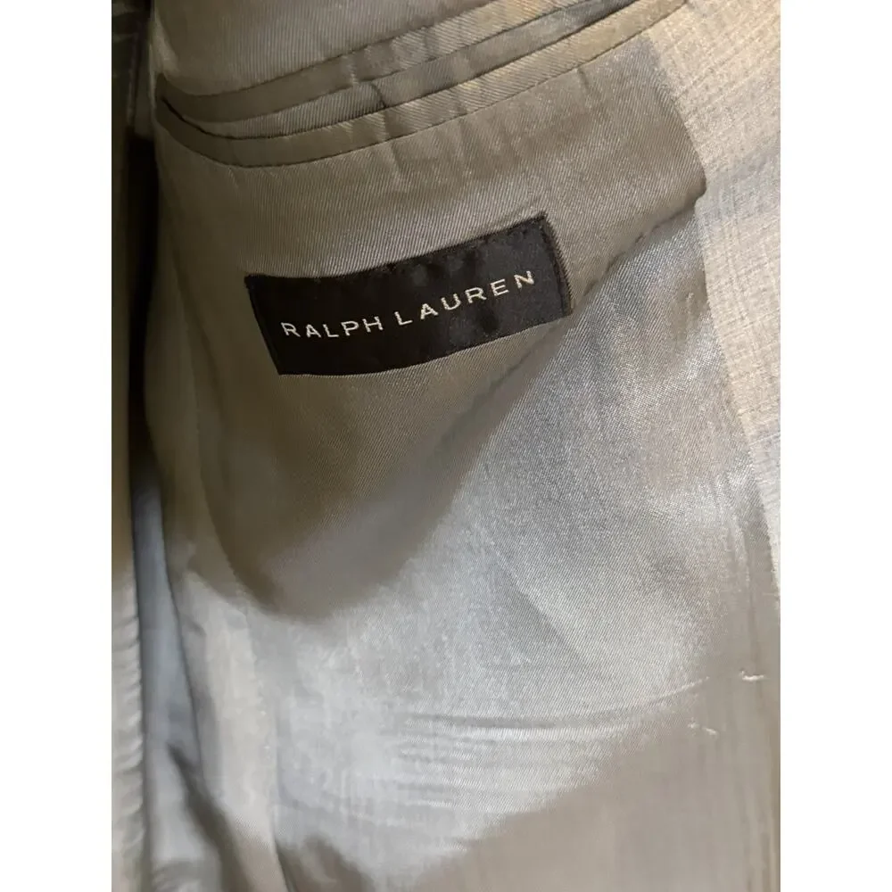 Ralph Lauren Mens 44L Gray 99% Wool Cashmere Blazer 2 Button